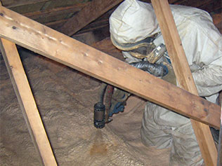 Spray-applied polyurethane foam in the attic